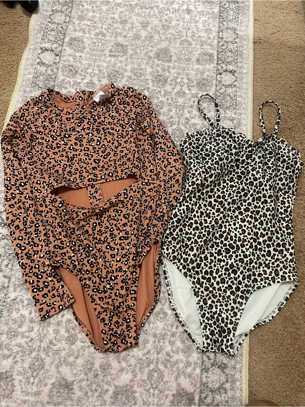 Leopard girls swim suits